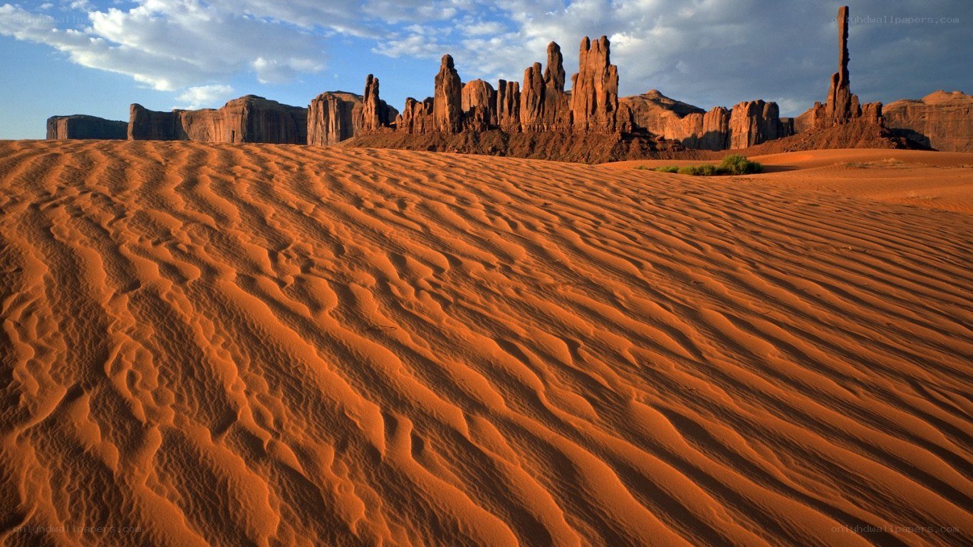 Desert dunes with rock formations