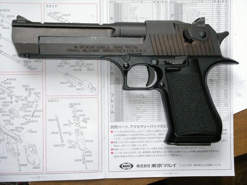 Desert Eagle pistol on manual