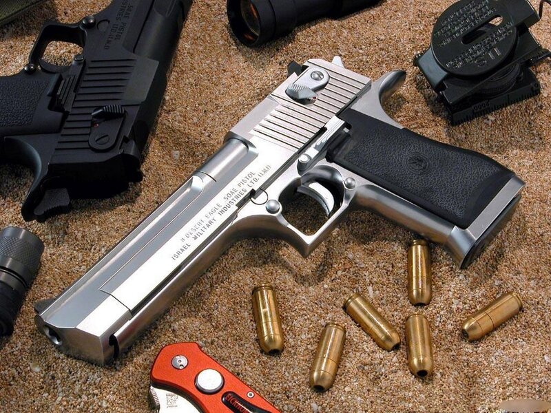 Desert Eagle Pistol — Silver, Neutral, Photograph, Ammunition, Flashlight