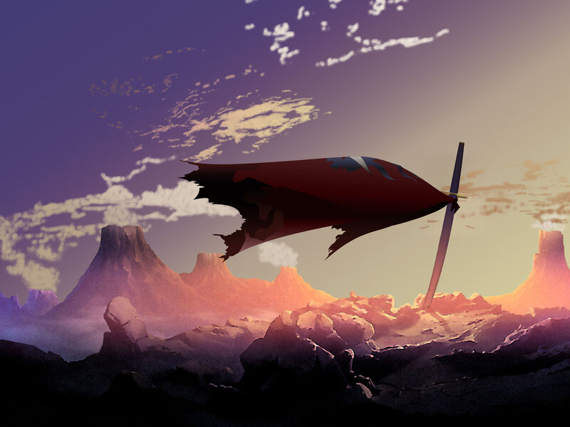 Desert flag at sunset