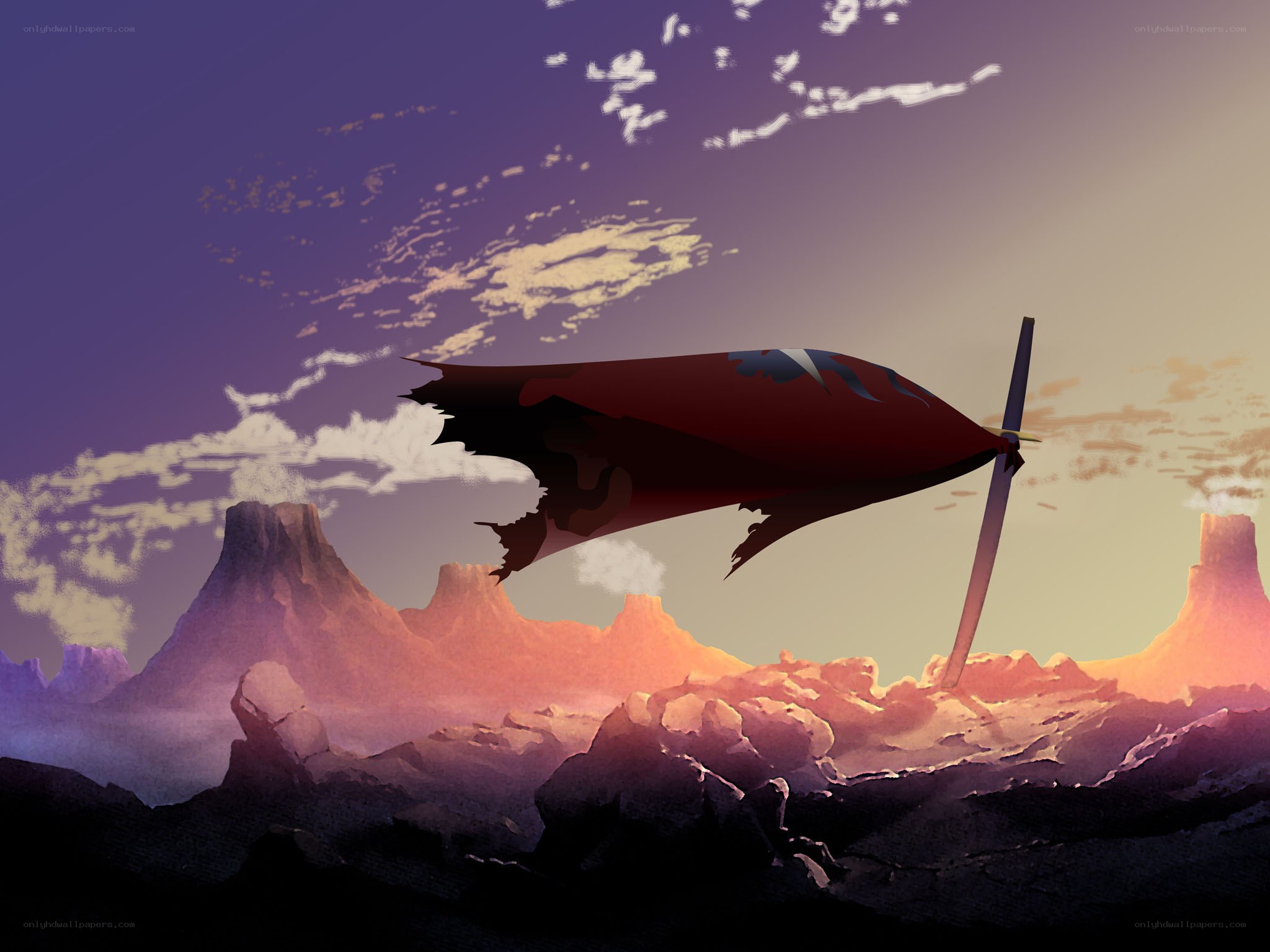 Desert flag at sunset