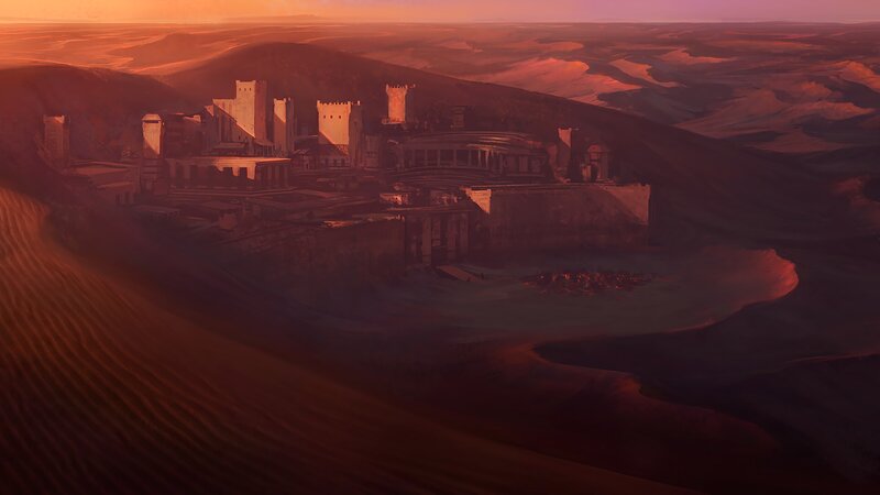 Desert Fortress at Sunset — Orange