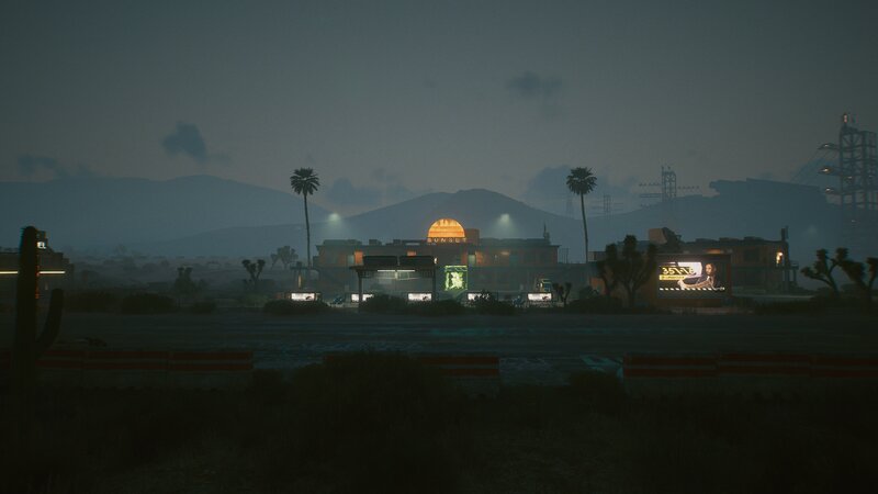 Desert Gas Station at Dusk