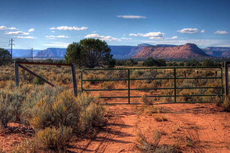 Desert gate with red rock formations
