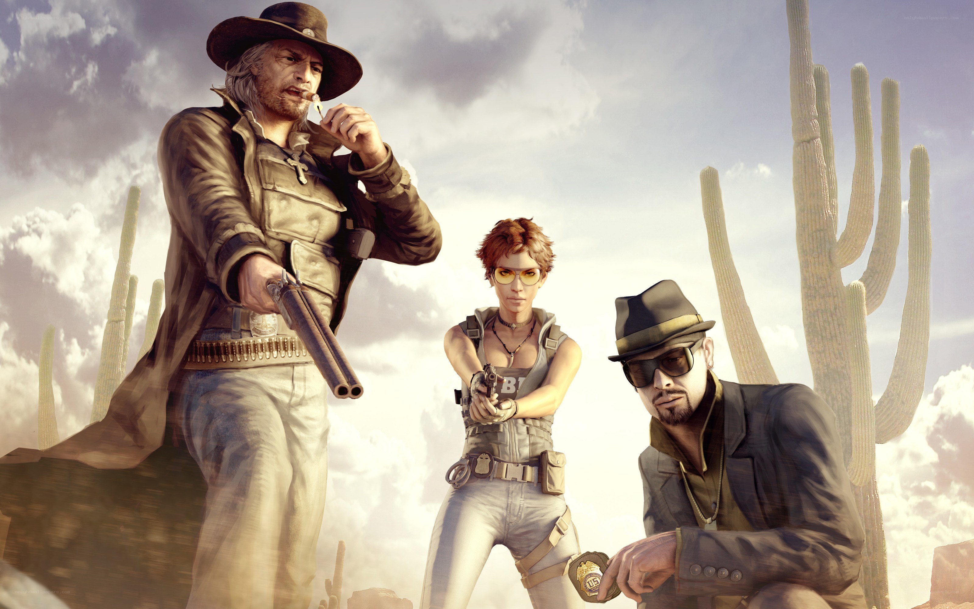 Desert gunfighters in action