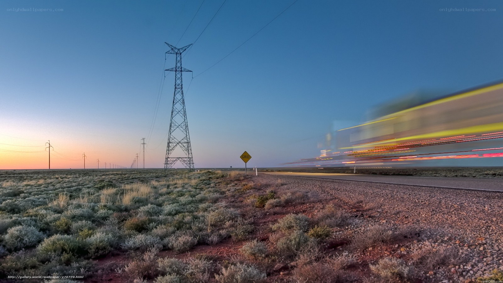 Desert highway at dusk