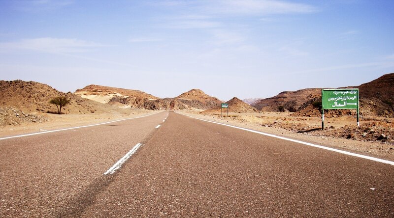Desert highway in Saudi Arabia