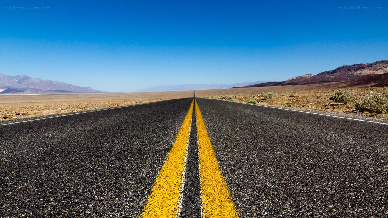 Desert highway stretching into horizon