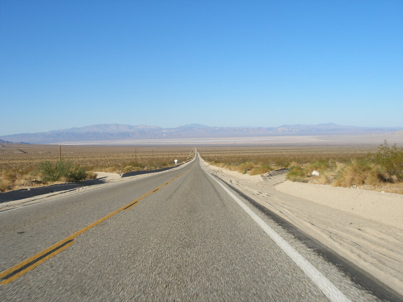 Desert highway stretching into the distance
