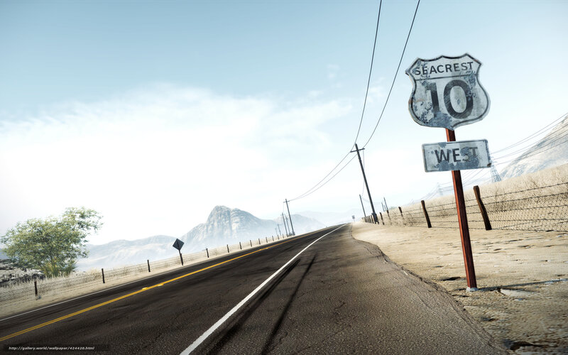 Desert highway with Route 10 sign