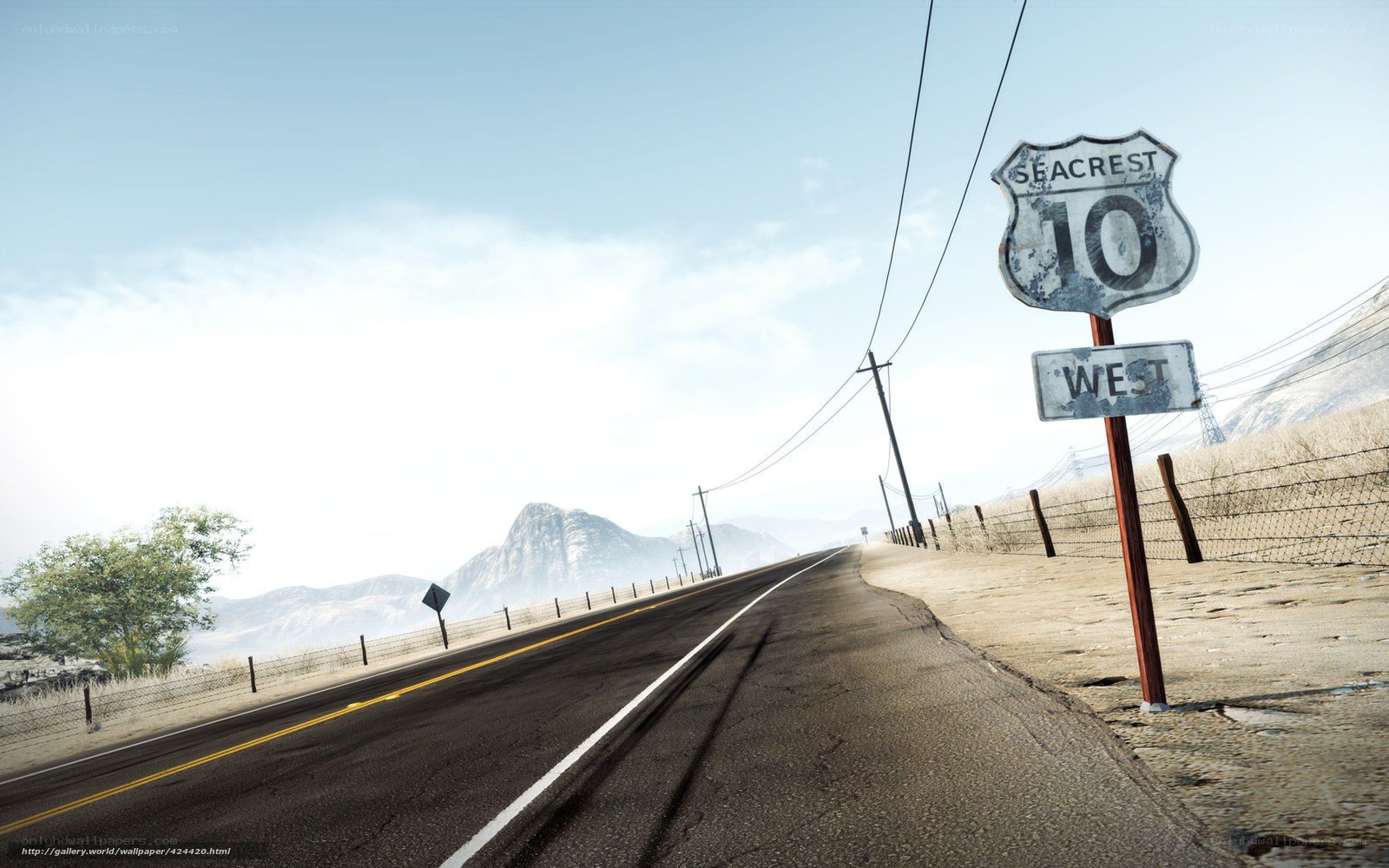 Desert highway with Route 10 sign