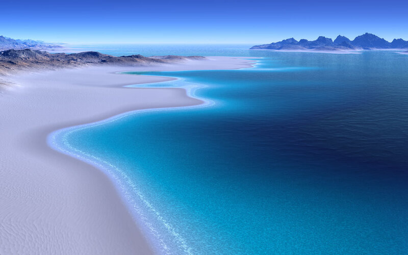 Desert island with turquoise water
