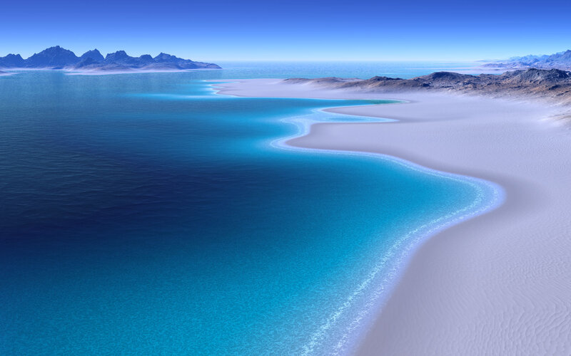 Desert Island with Turquoise Water — Blue