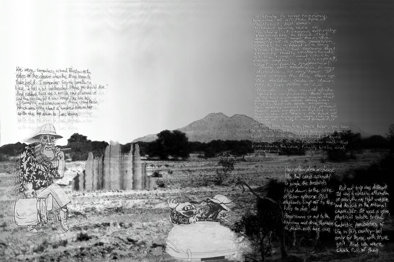 Desert journey with text and illustrations