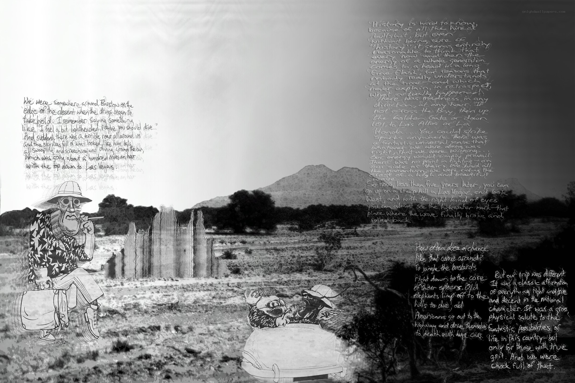 Desert journey with text and illustrations