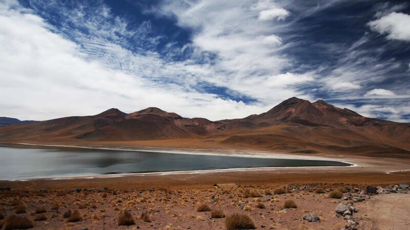 Desert Lake and Mountains — Blue