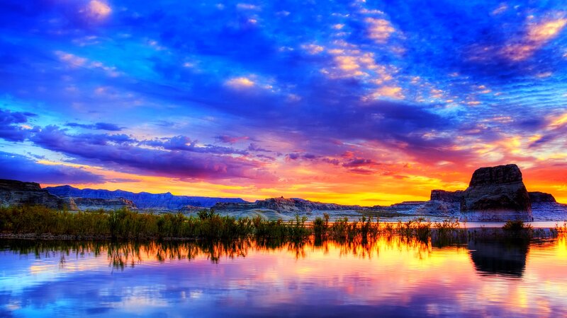 Desert Lake at Sunset