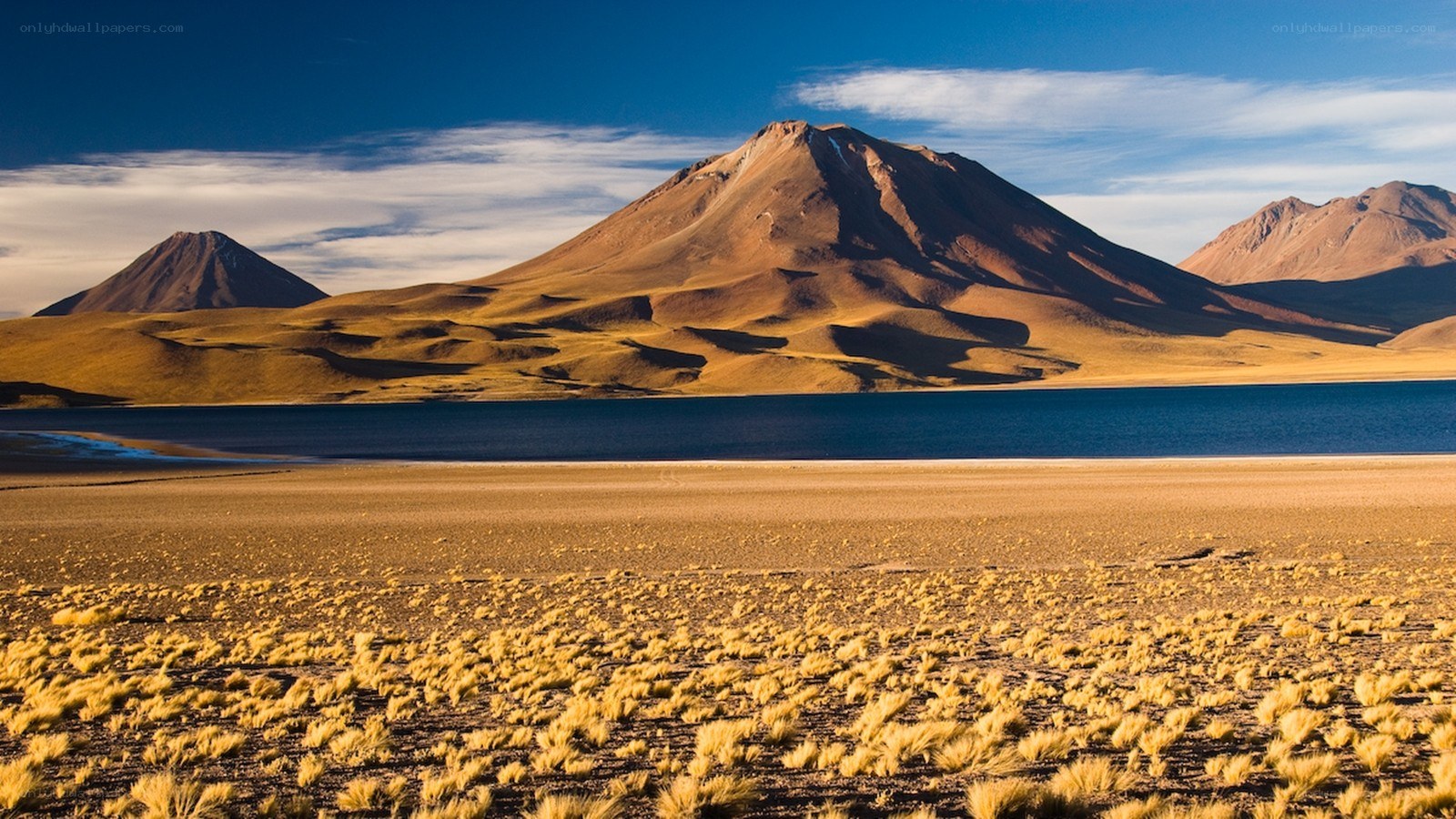 Desert lake with mountains