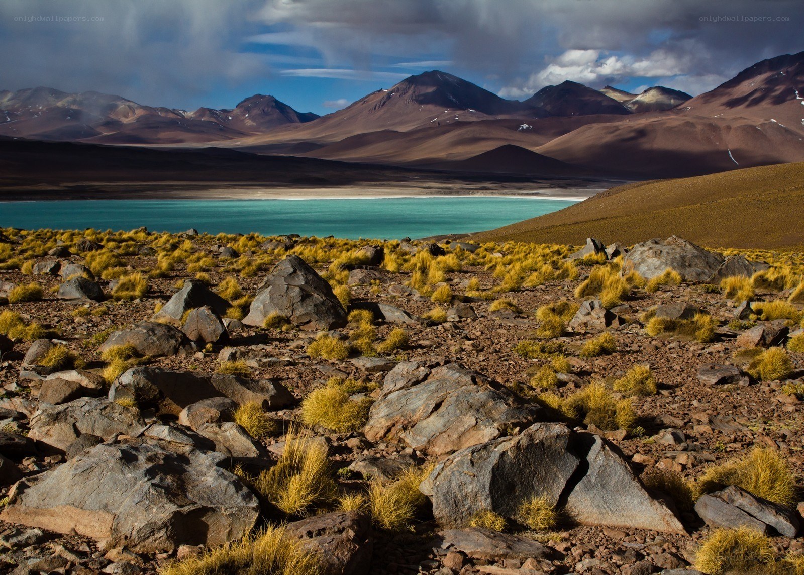 Desert lake with mountains