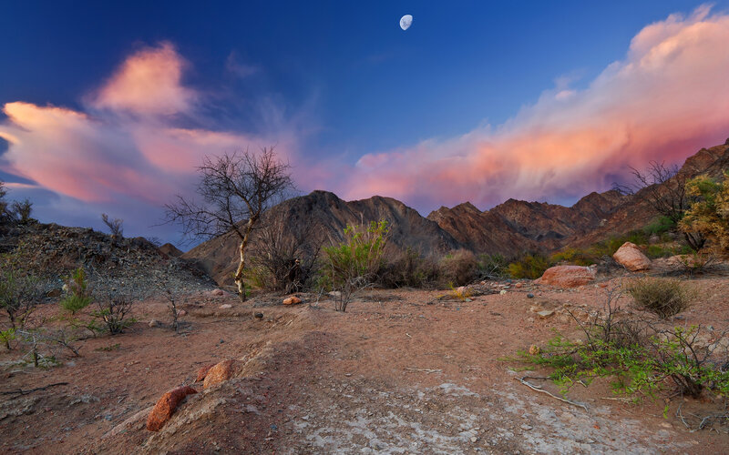 Desert Landscape at Dusk — Blue, Dramatic