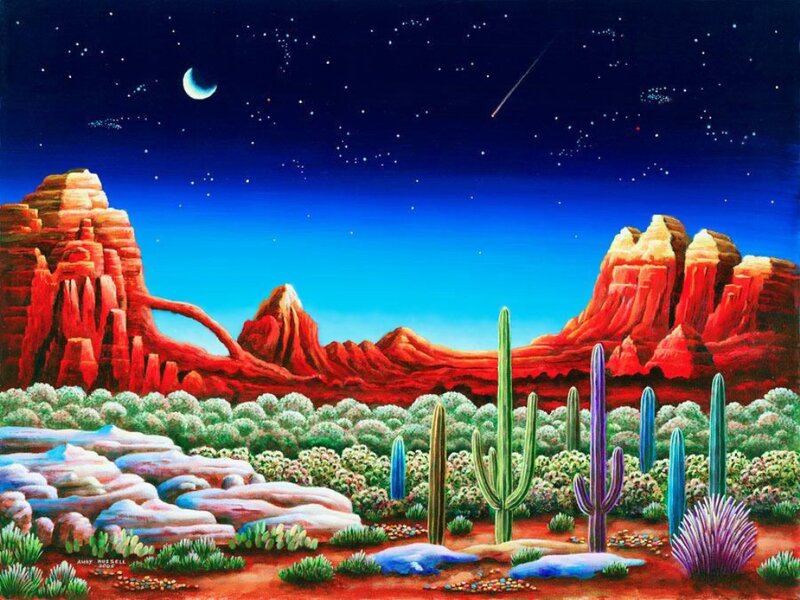 Desert Landscape at Night — Red