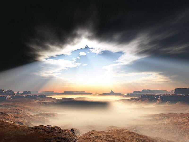 Desert Landscape at Sunrise — Brown