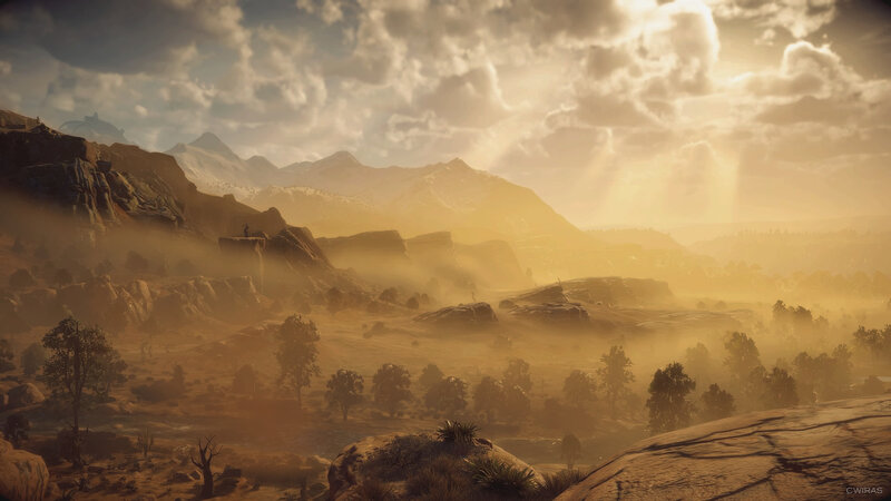 Desert Landscape at Sunrise — Gold