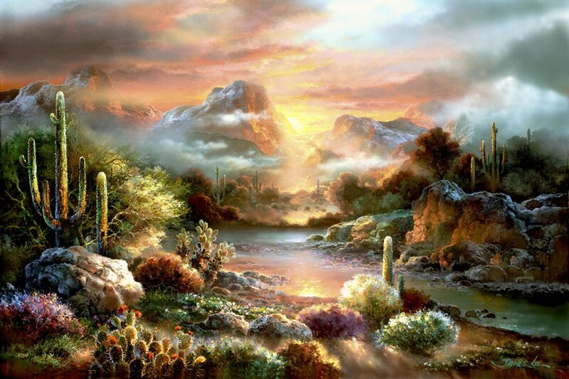 Desert Landscape at Sunrise — Orange