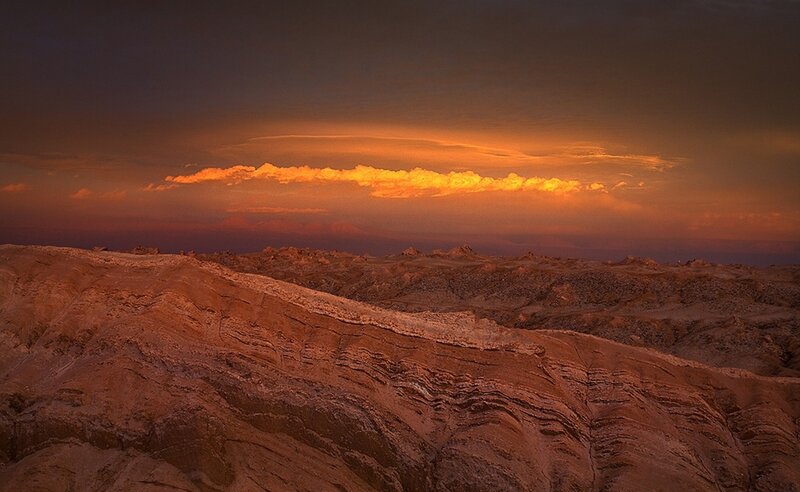 Desert landscape at sunset