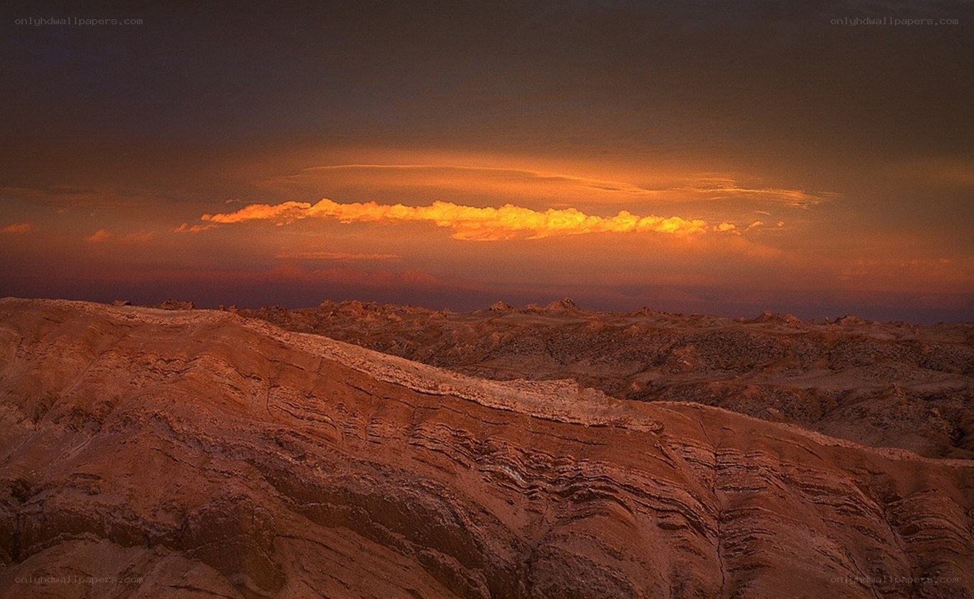 Desert landscape at sunset
