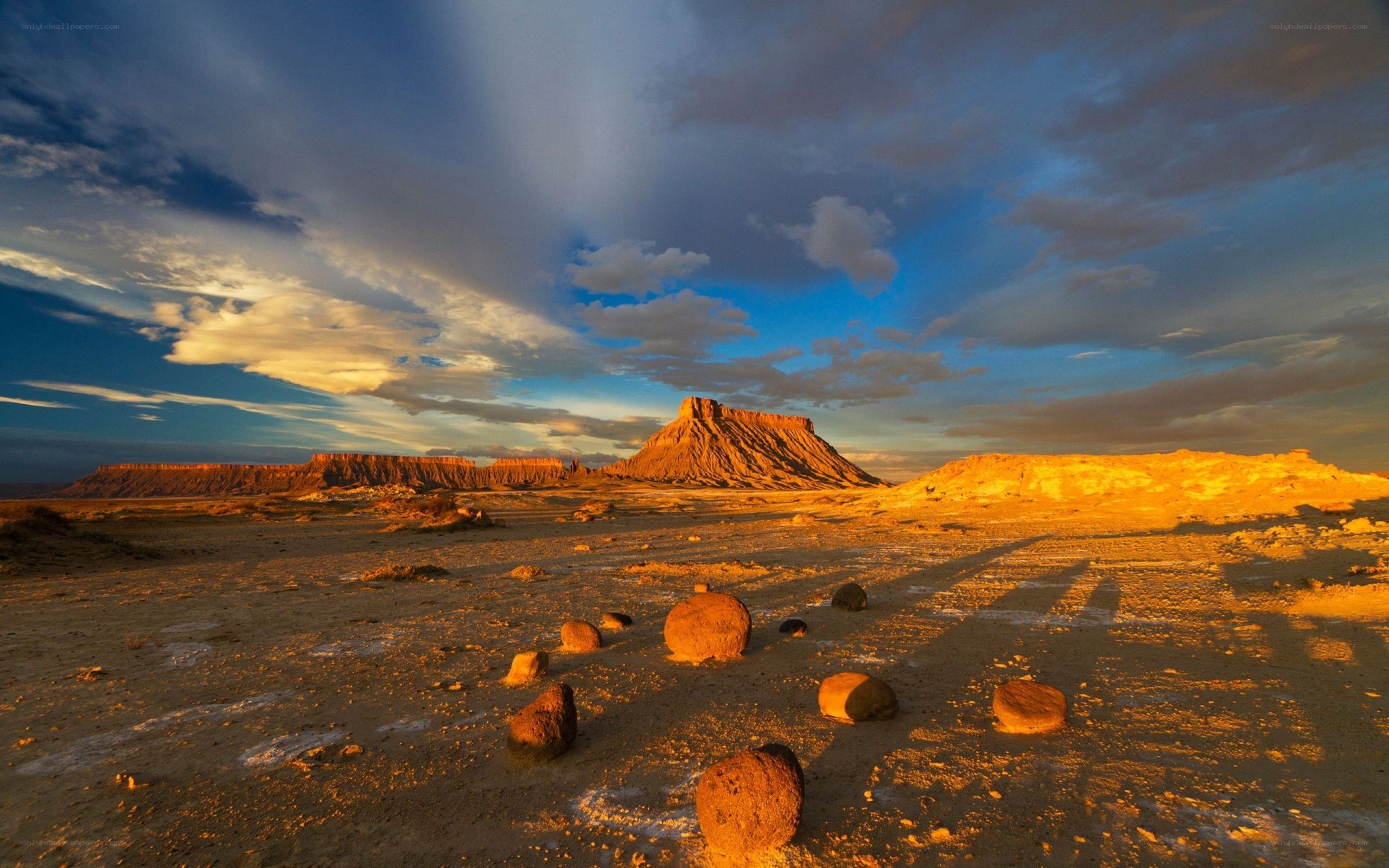Desert landscape at sunset