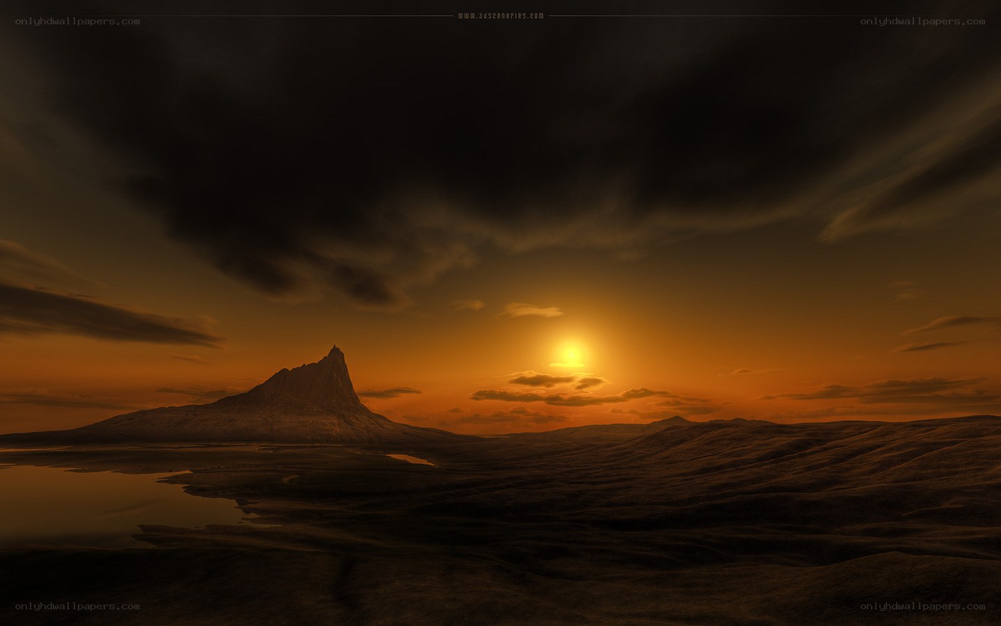 Desert landscape at sunset