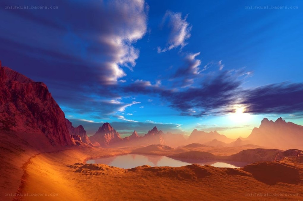 Desert landscape at sunset