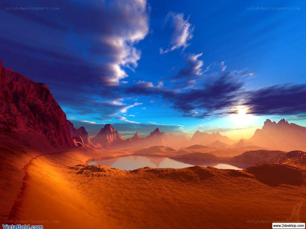 Desert landscape at sunset