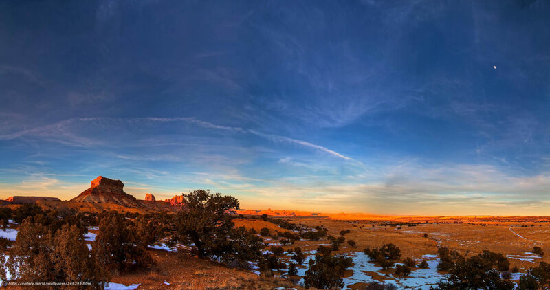 Desert landscape at sunset