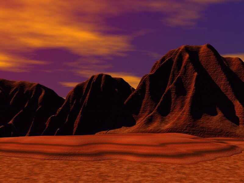 Desert landscape at sunset