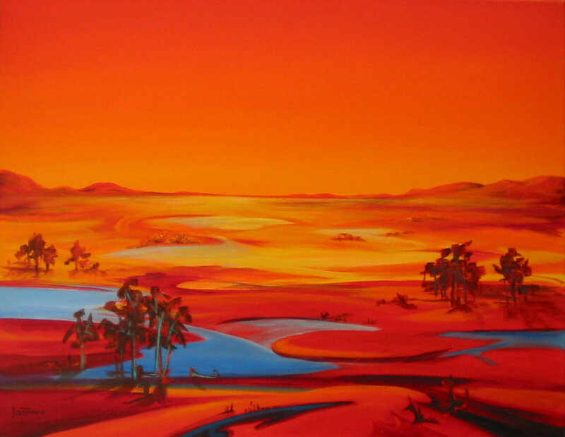 Desert landscape at sunset