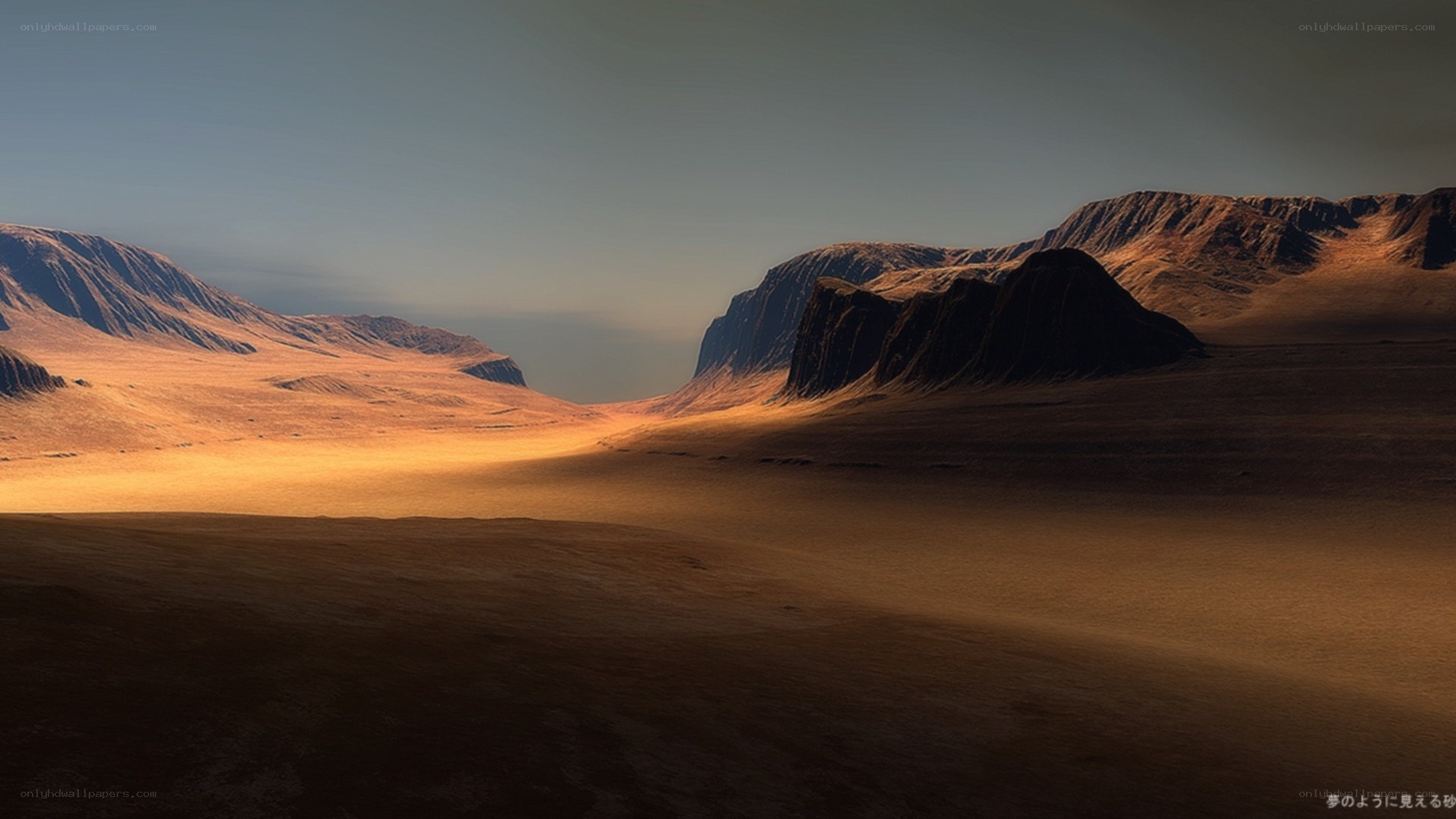 Desert landscape at sunset