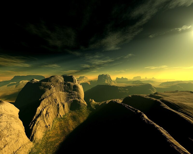 Desert landscape at sunset