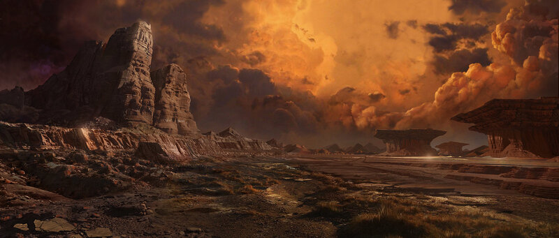 Desert landscape at sunset