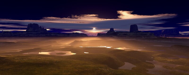 Desert landscape at sunset