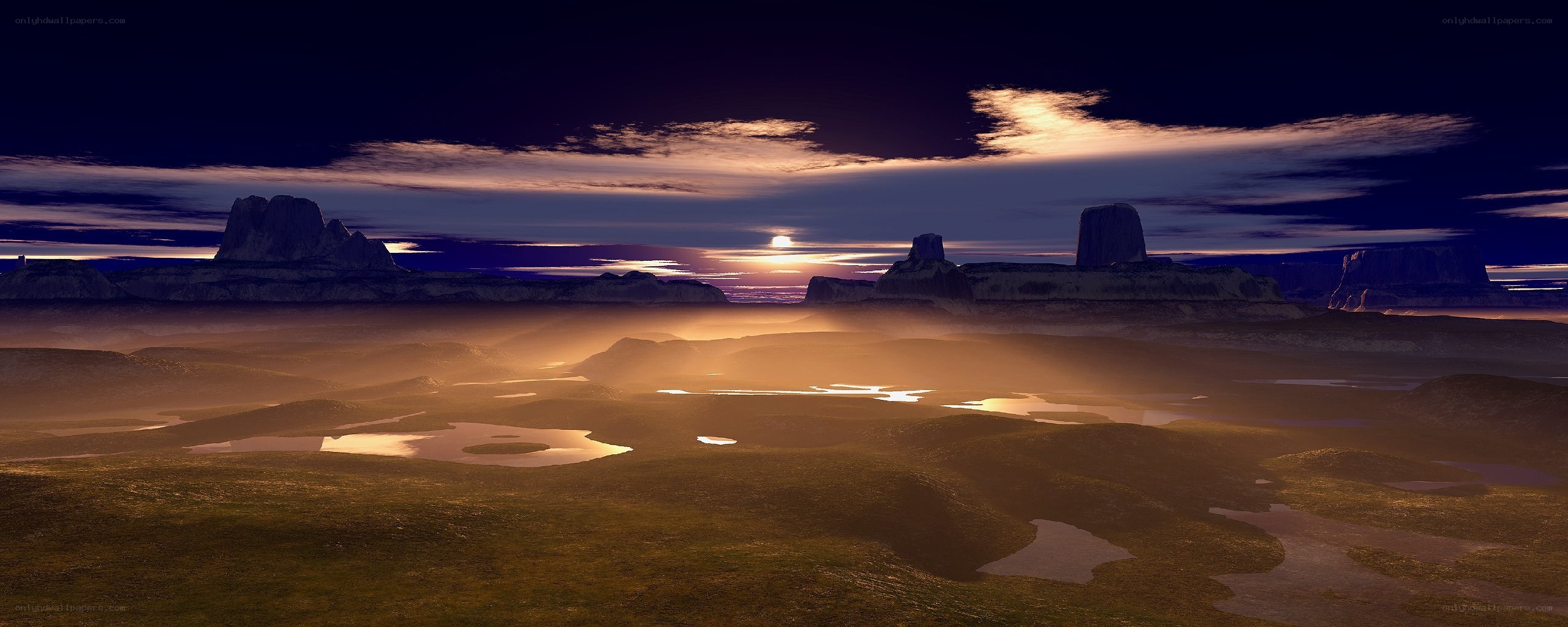 Desert landscape at sunset