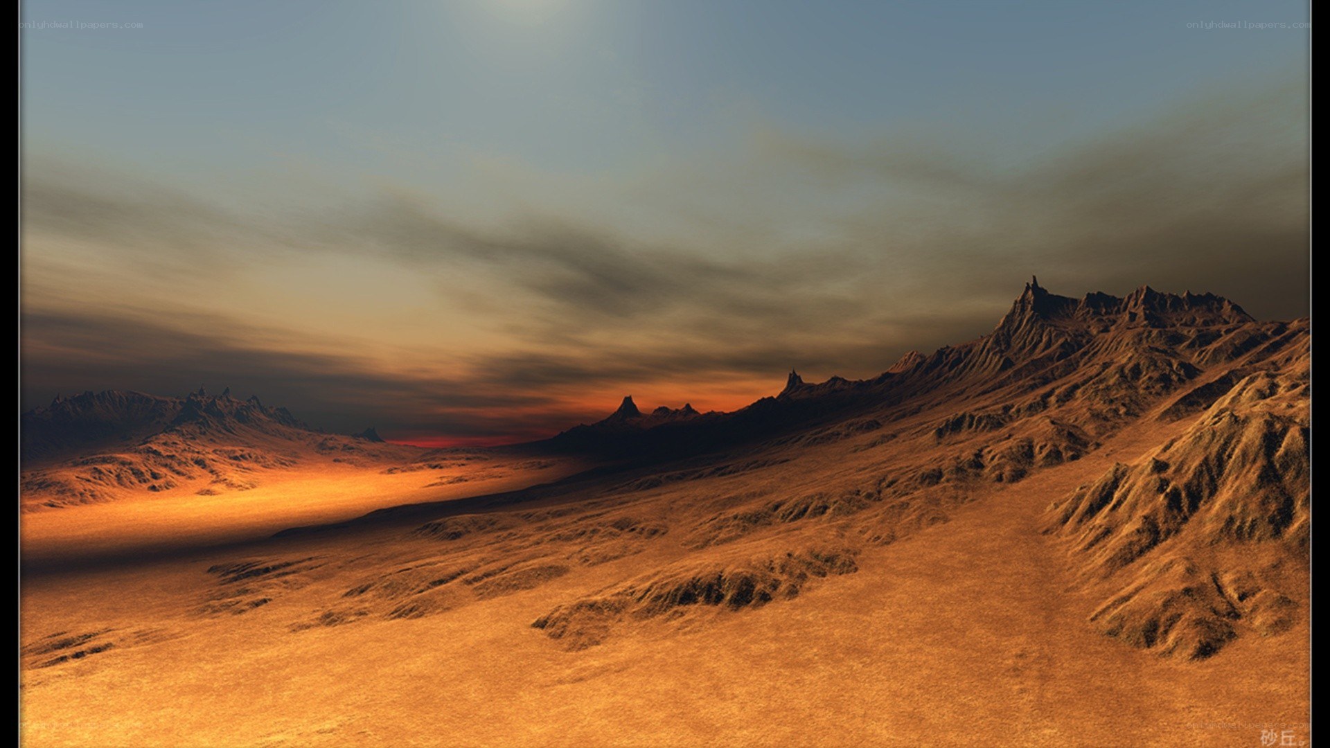 Desert landscape at sunset