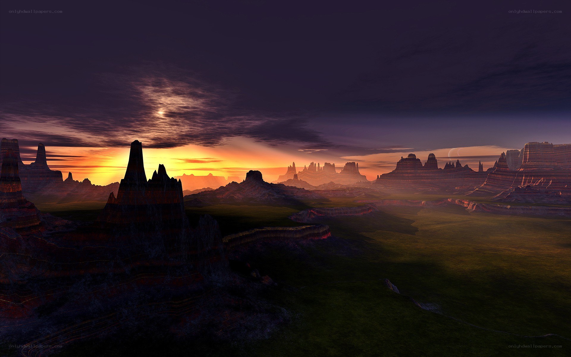Desert landscape at sunset