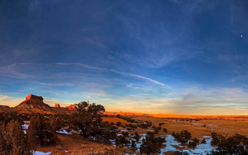 Desert landscape at sunset