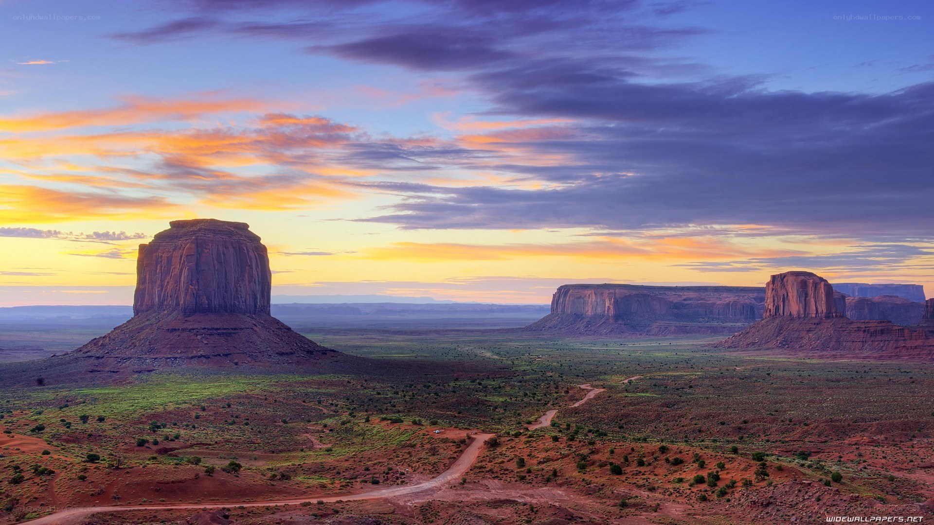 Desert landscape at sunset