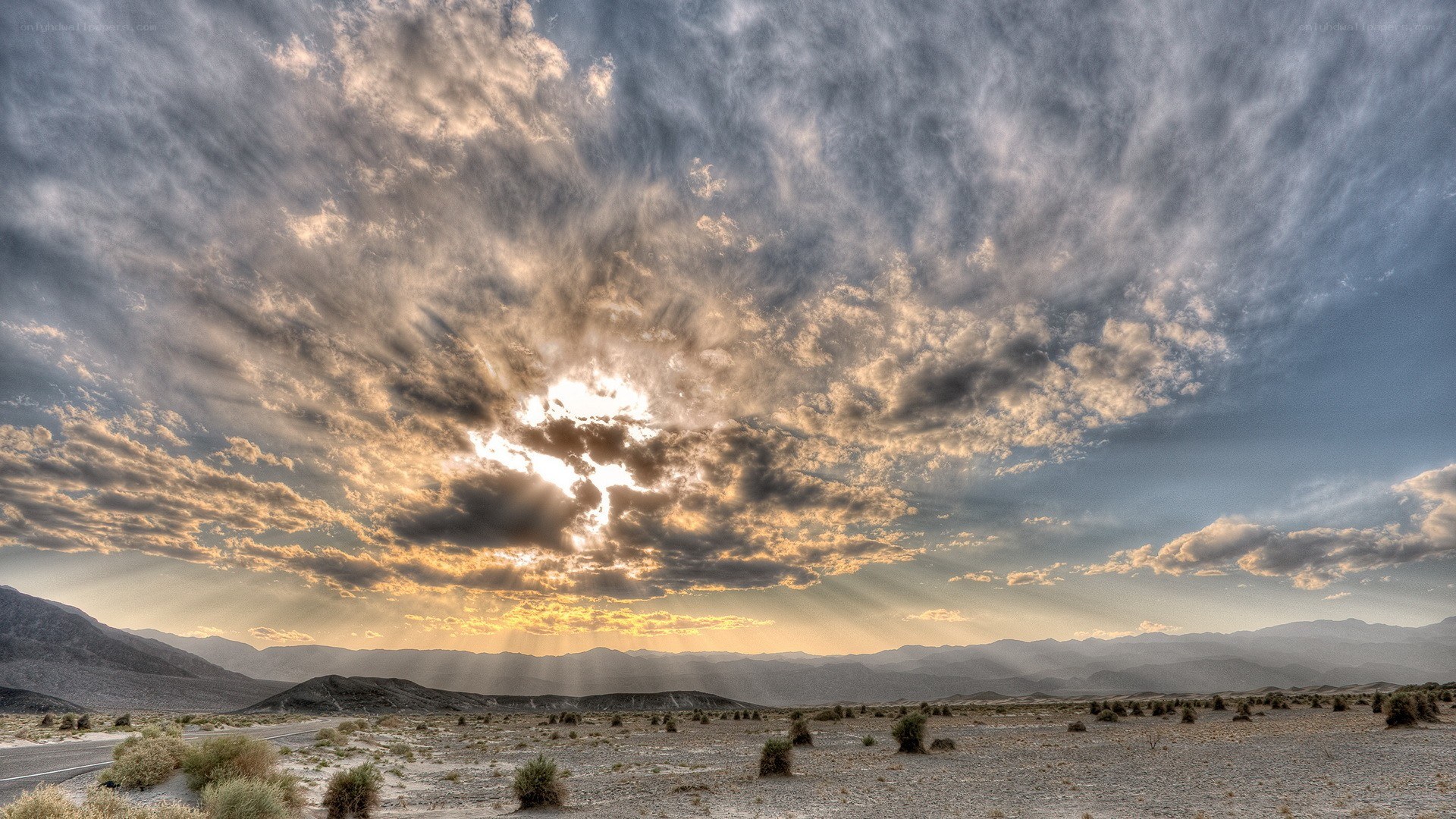 Desert landscape at sunset
