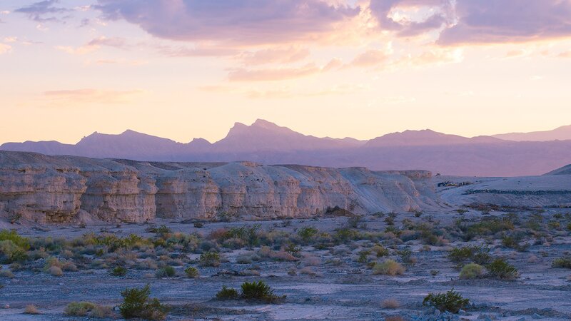 Desert landscape at sunset