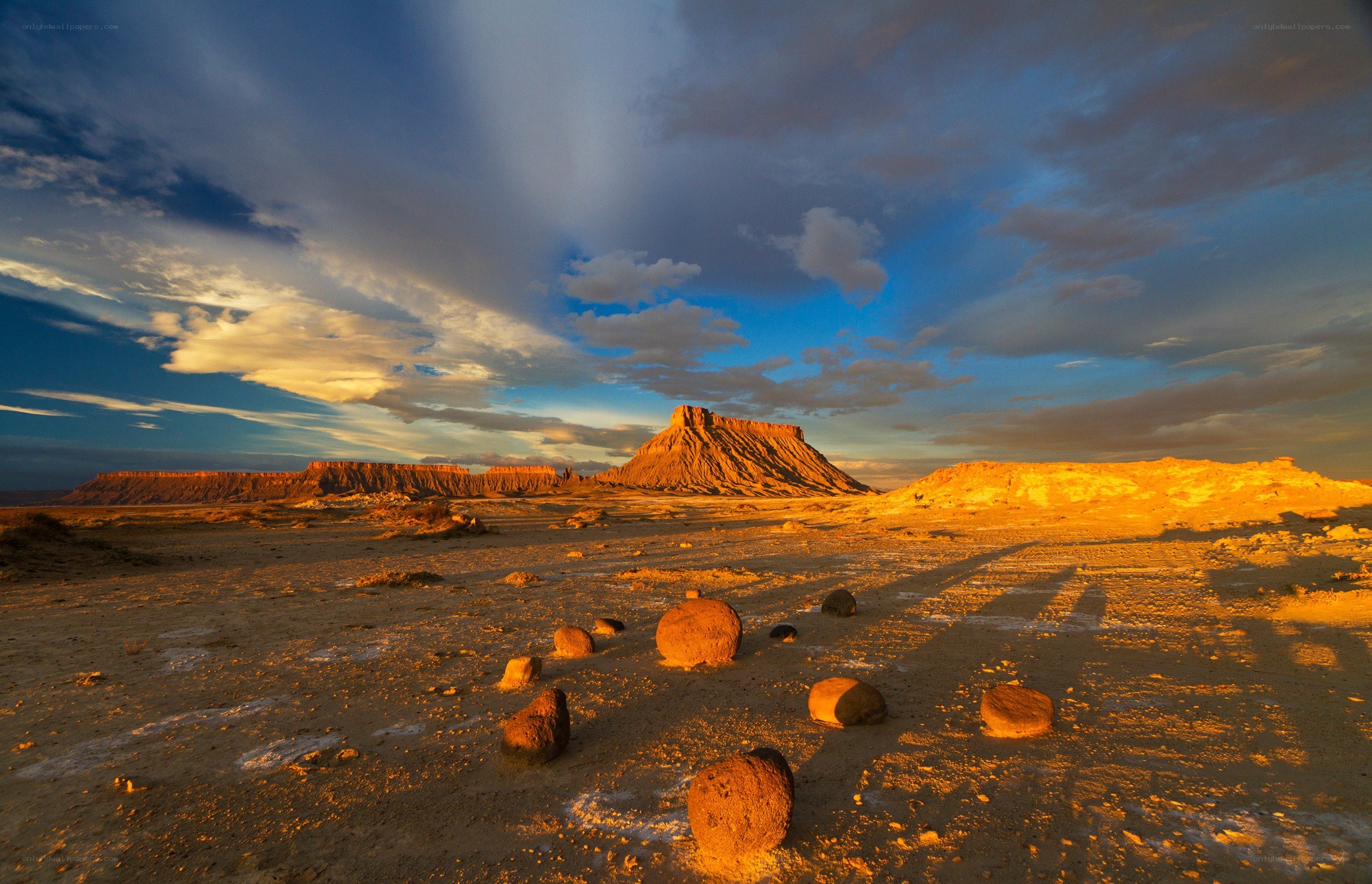 Desert landscape at sunset