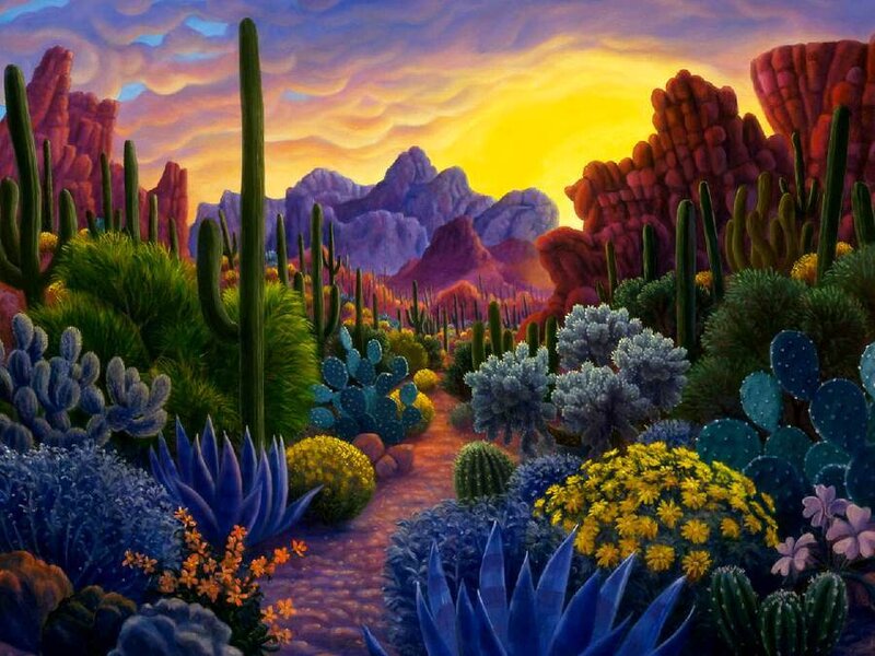 Desert Landscape at Sunset — Blue, Dramatic